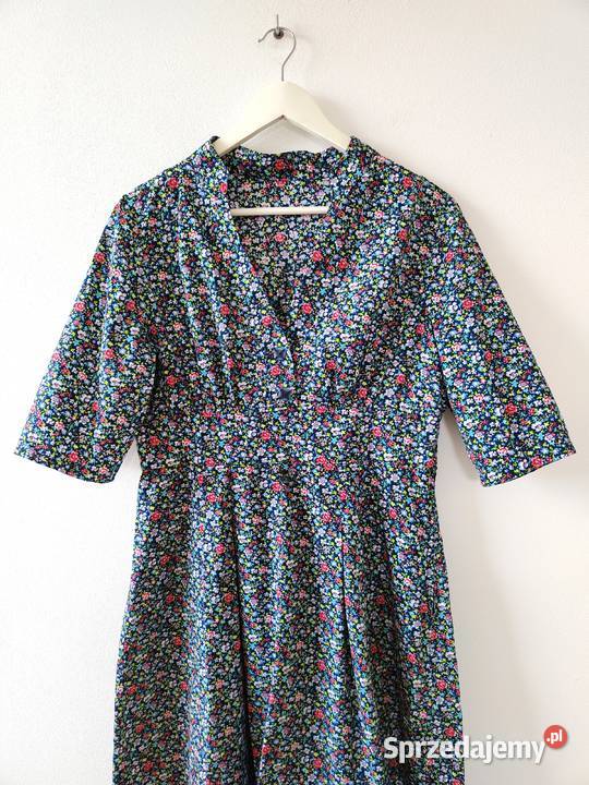 Sukienka w kwiaty Midi Vintage 42 podkarpackie Jasło