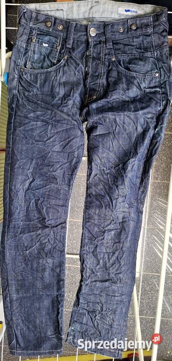 spodnie jeans pomarszczone ciemny granat 30x30 Warszawa sprzedam