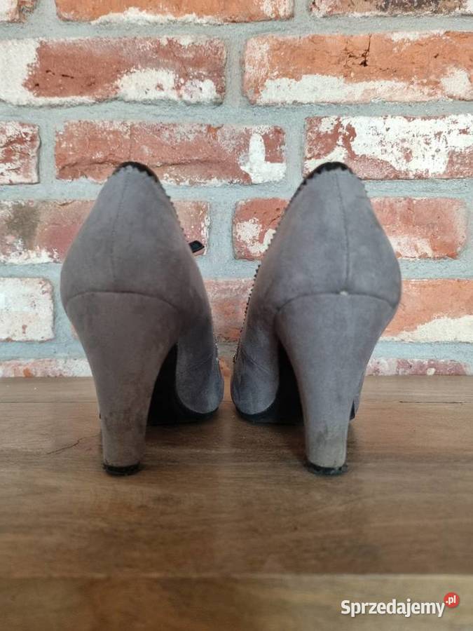 Szare czółenka na obcasie Czółenka Warszawa