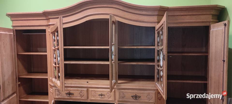 Kredens dębowy witryna dębowa biblioteka z Sypniewo