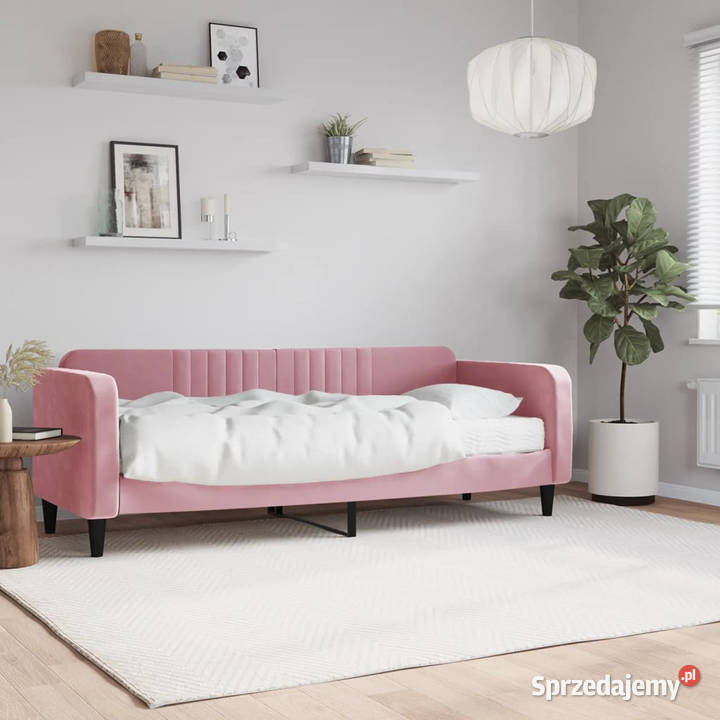 Sofa z materacem do spania różowa aksamit 80x200 Warszawa sprzedam