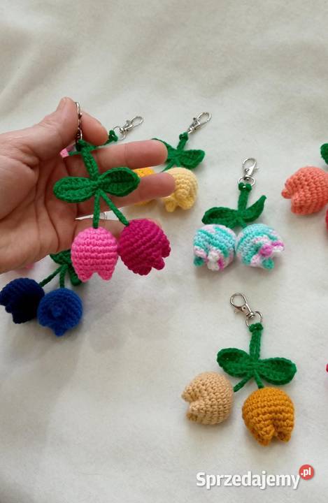 Tulipany wykonane na szydełku breloki łódzkie Łask sprzedam