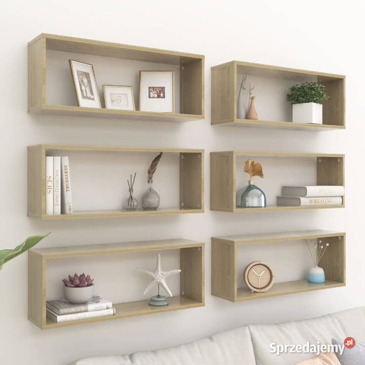 Półki ścienne kostki 6 dąb sonoma 60x15x23