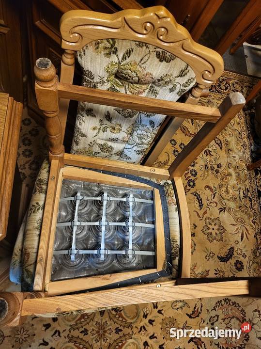 Stylowe solidne krzesła dębowe tapicerowane 6 103cm Sypniewo