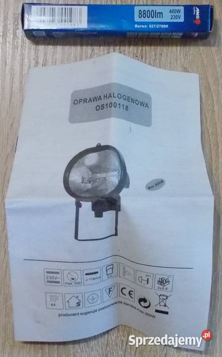 Oprawa halogenowa 500W 230V lampa duża mocna warmińsko-mazurskie