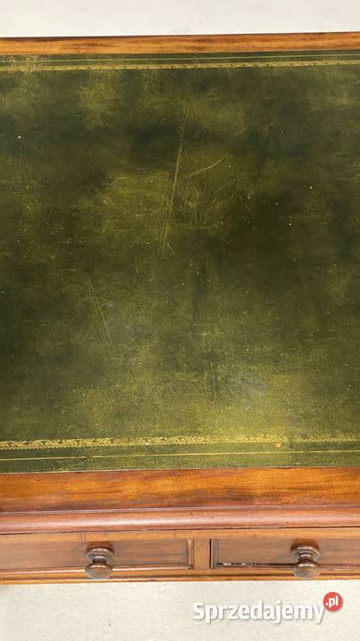 Antyczne biurko stół orzech skóra Anglia XIX w zachodniopomorskie Budno