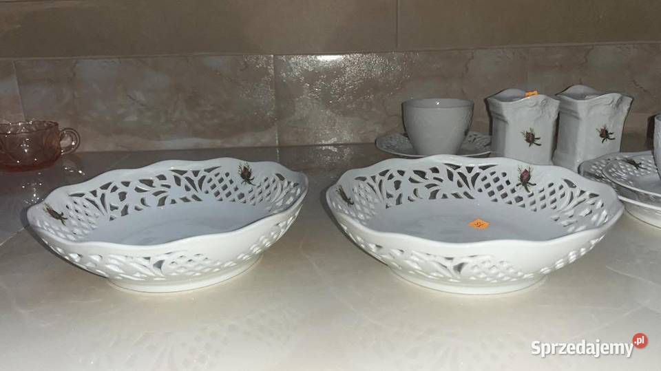 Patera miseczka ażur biała porcelana z różyczką Gdańsk