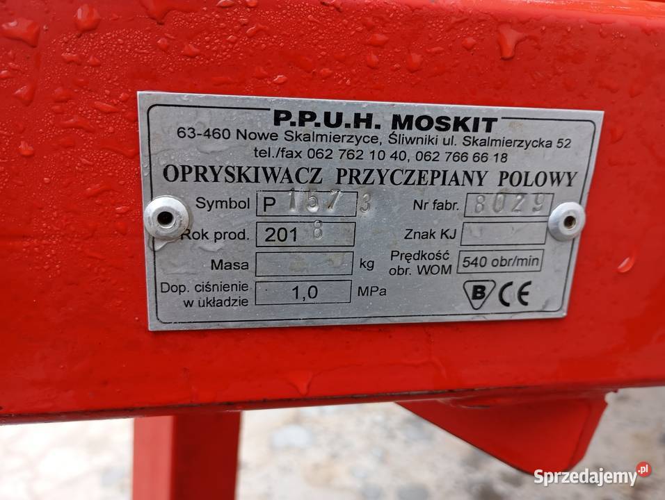 Opryskiwacz ciągany Moskit 1600l15m hydraulika Rolnictwo Radom