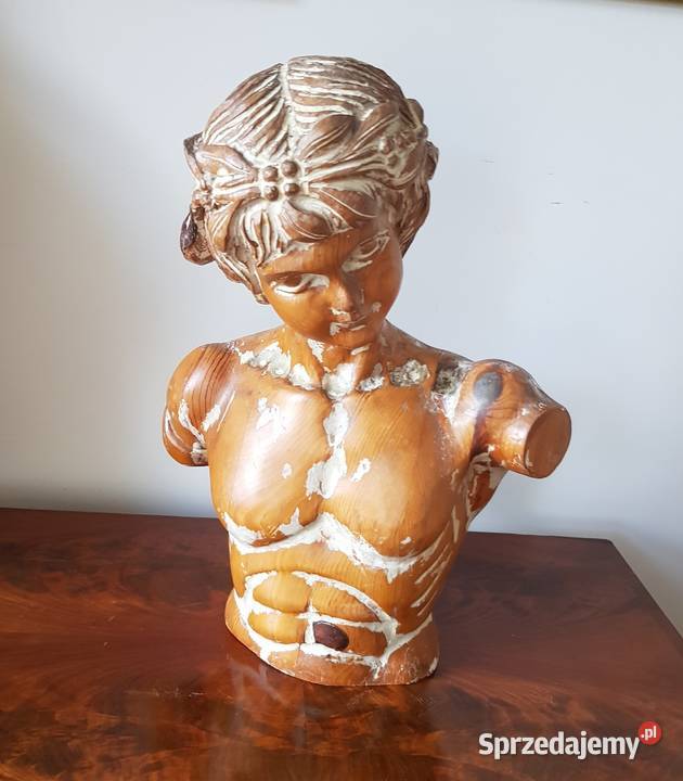 Rzeźba figura putto drewno polichromia ok1900 Orneta