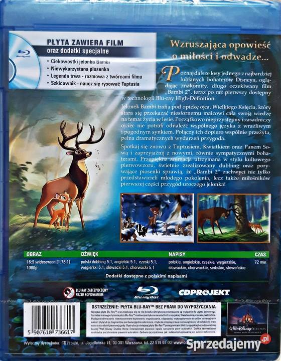 BAMBI 1 2 EDYCJA SPECJALNA 2xBLURAYDVD 3 DYSKI Filmy Kalisz