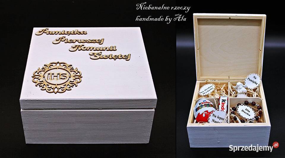 Skrzyneczka drewniana szkatułka I komunia Święta Kutno