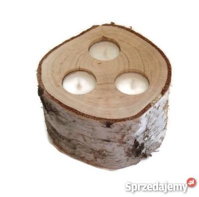 Świecznik drewniany trzy otworowy brzoza