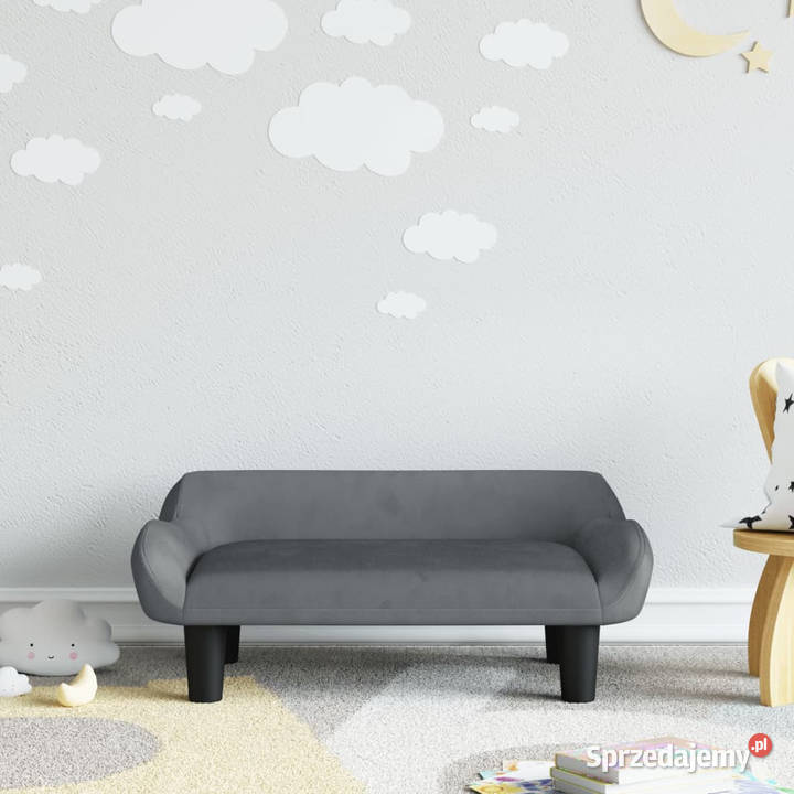 Sofa dzieci ciemnoszara 70x40x24 aksamit