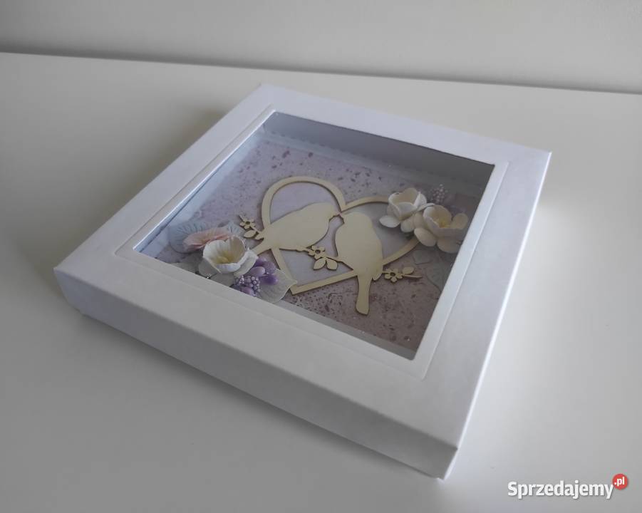 Kartka ręcznie robiona na ślub z pudełeczkiem Łódź