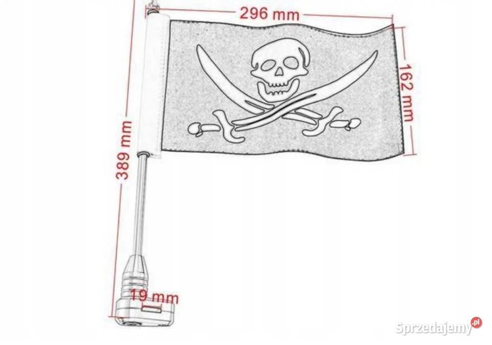Maszt motocyklowy z flagą PIRACKĄ Sosnowiec