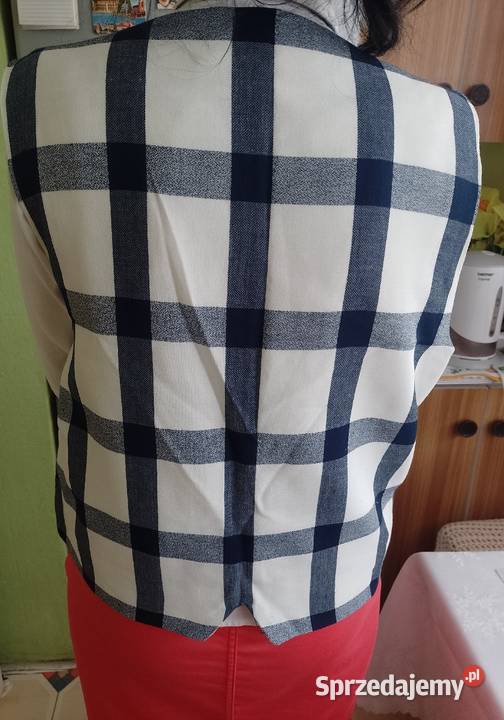 2XL3XL Biało granatowa kamizelka garniturowa z Kraków