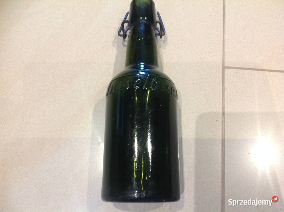 Stara Butelka z Porcelanką Szklana Haselbach Nowa Sól