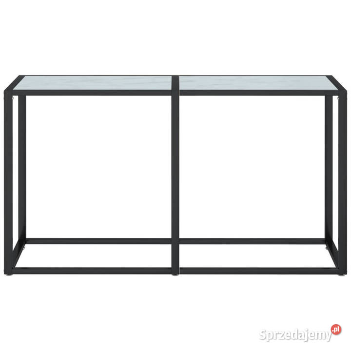 Konsola biały marmur 140x35x755 szkło hartowane