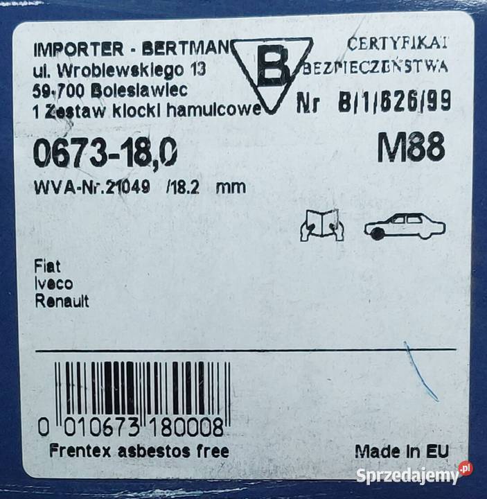 KLOCKI HAMULCOWE PRZÓD IVECO DAILY RENAULT Mielęcin