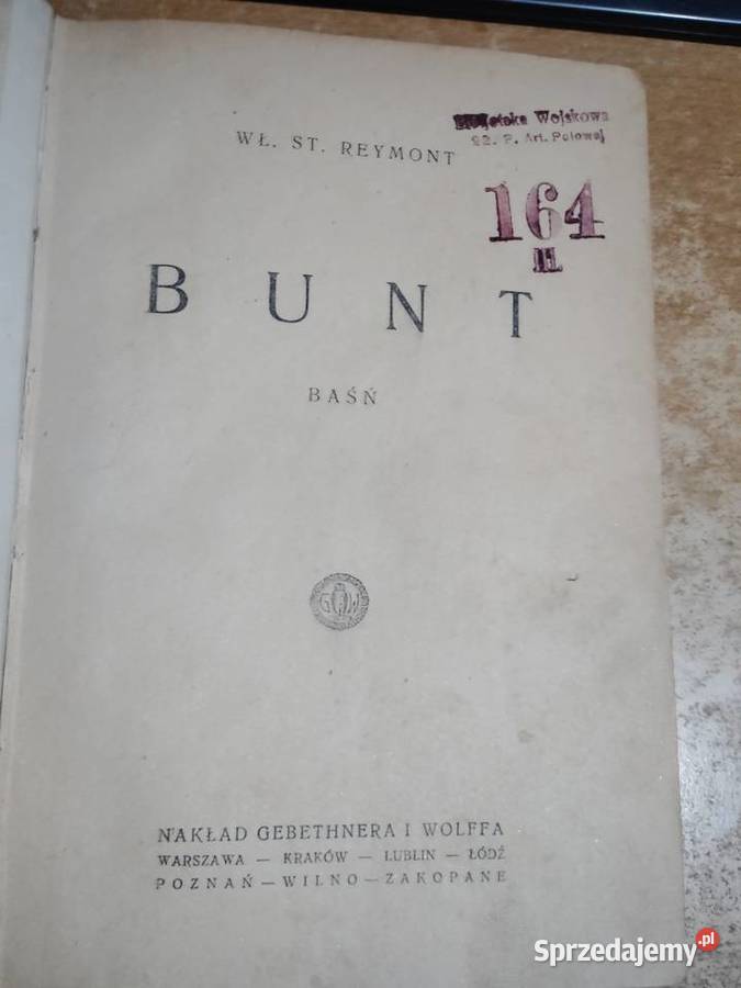 Reymont W BUNT baśń 1924 wydanie 1 w PRL indeksi Antykwariat