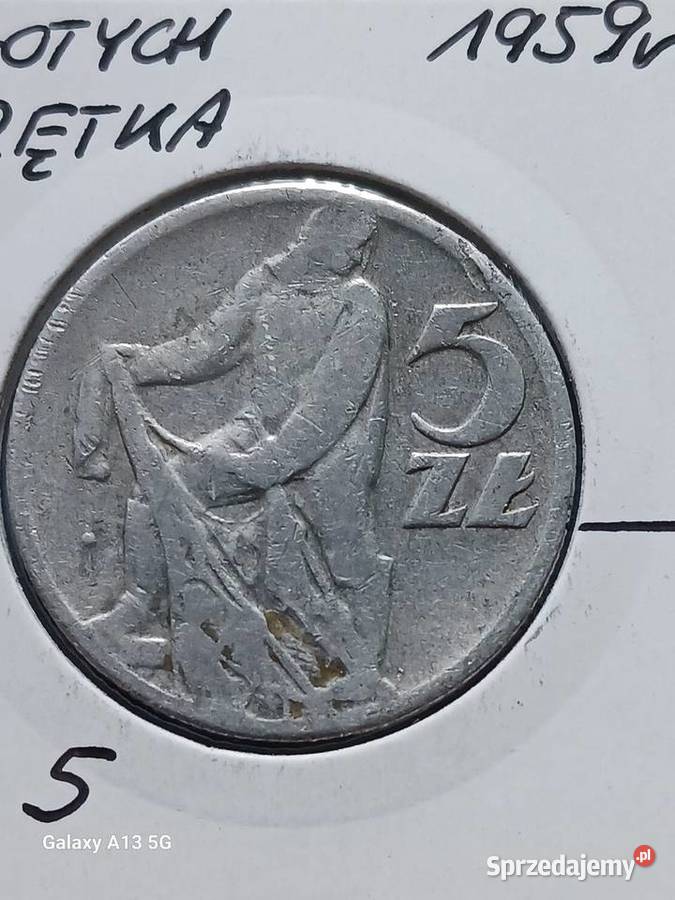 5 Złotych 1959 r Rybak 5 Skrętka Numizmatyka wielkopolskie