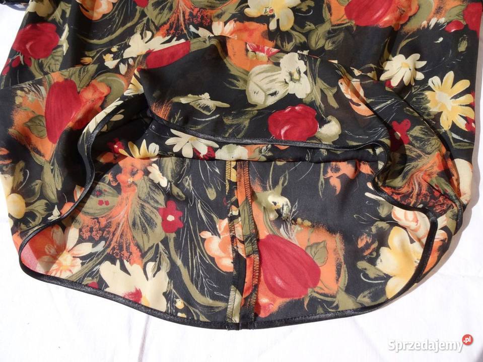 Elegancka Bluzka Tunika z Szyfonem 44 46 krótki