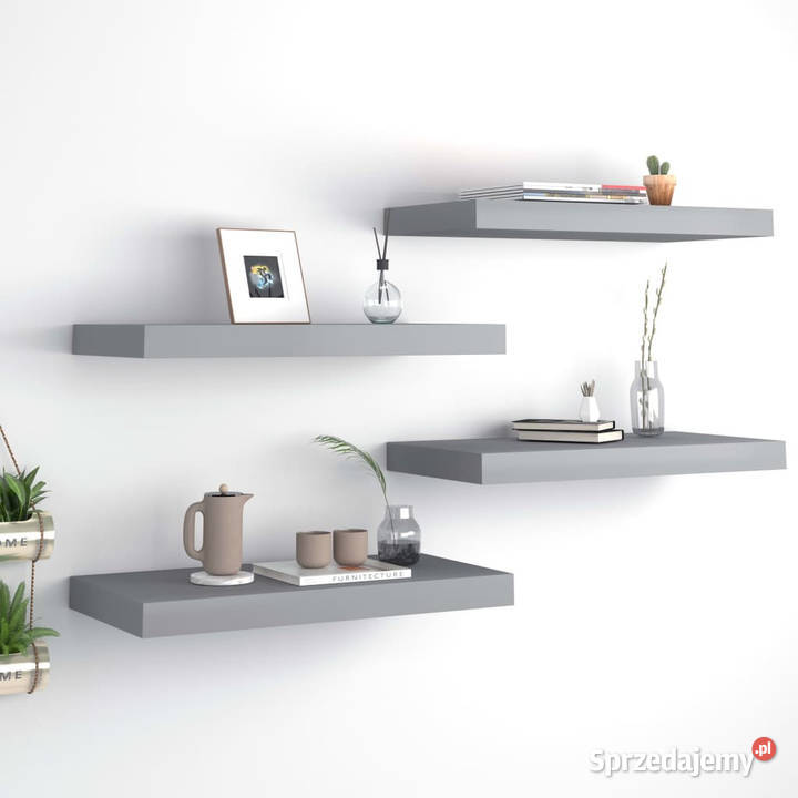 Półki ścienne 4 szare 50x23x38 MDF WM323852