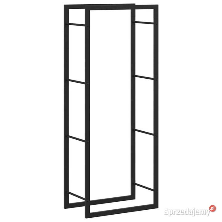 vidaXL Stojak na drewno matowy czarny 50x28x132
