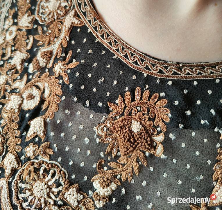 Indyjska tunika vintage retro sukienka czarna Szczecin