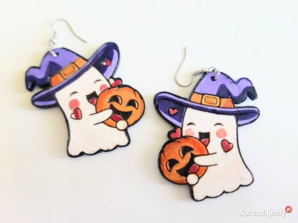 Figlarne duszki Kolczyki drewniane na Halloween Oświęcim sprzedam