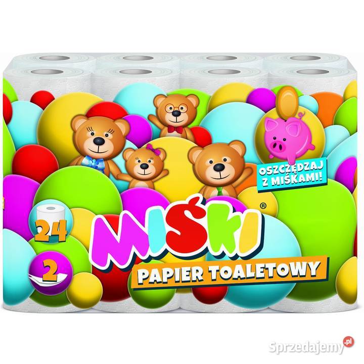 24 rolki Papier toaletowy Biały Miśki 24 rolek Rawa Mazowiecka
