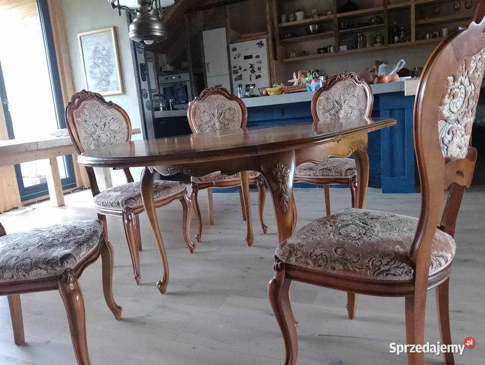 Ludwiki stół okrągły plus pięć krzeseł Gdańsk