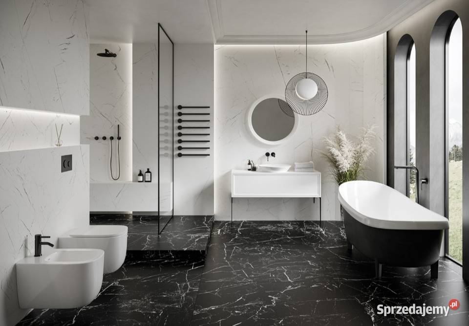 Płytki łazienkowe białe gres120x60 marmur Marmo