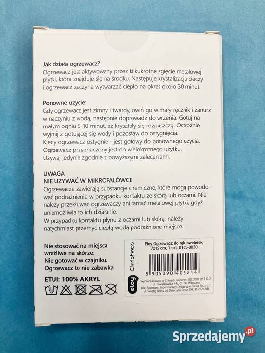 Nowy ogrzewacz do rąk Eloy sweterek zima misio