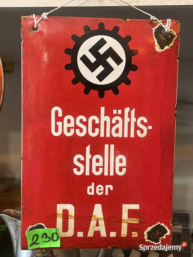 Emaliowany szyld Geschftsstelle der DAF III Kraków
