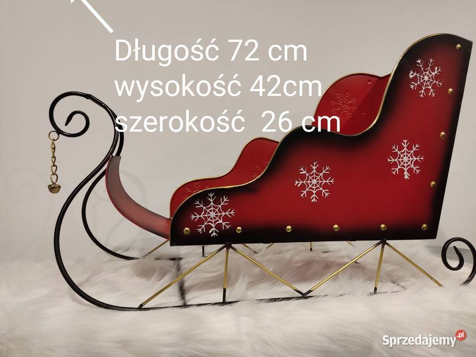 Świąteczne sanki metalowe czerwone podkarpackie Dębica