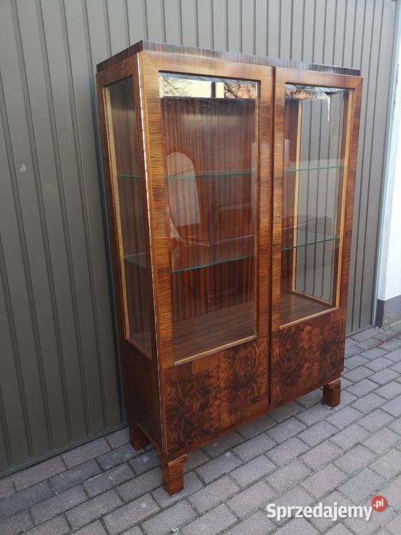 Witryna Biblioteka ARTDECO Orzech Politura Stara Swarzędz sprzedam
