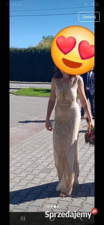 Długa piękna sukienka cekiny złoto M Inny wzór Spódnice i sukienki Kraków