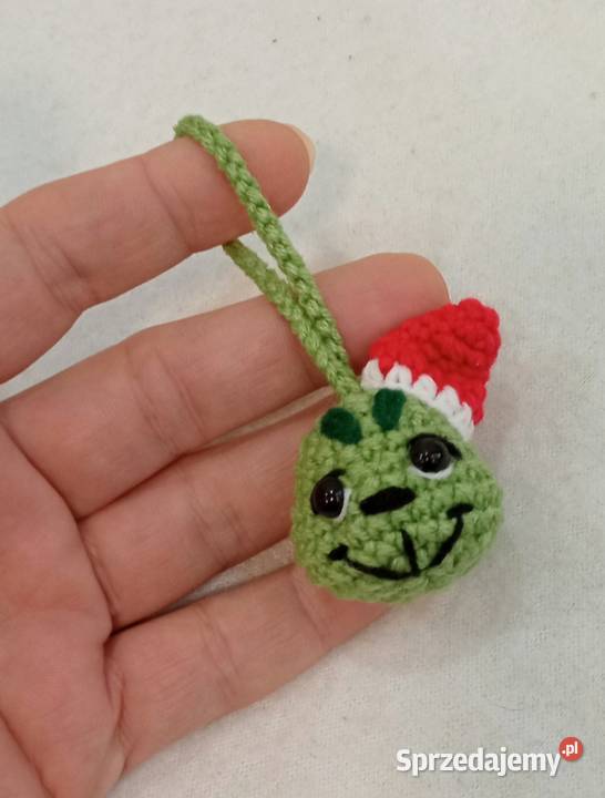 Grinch wykonany na szydełku brelok zawieszka Łask
