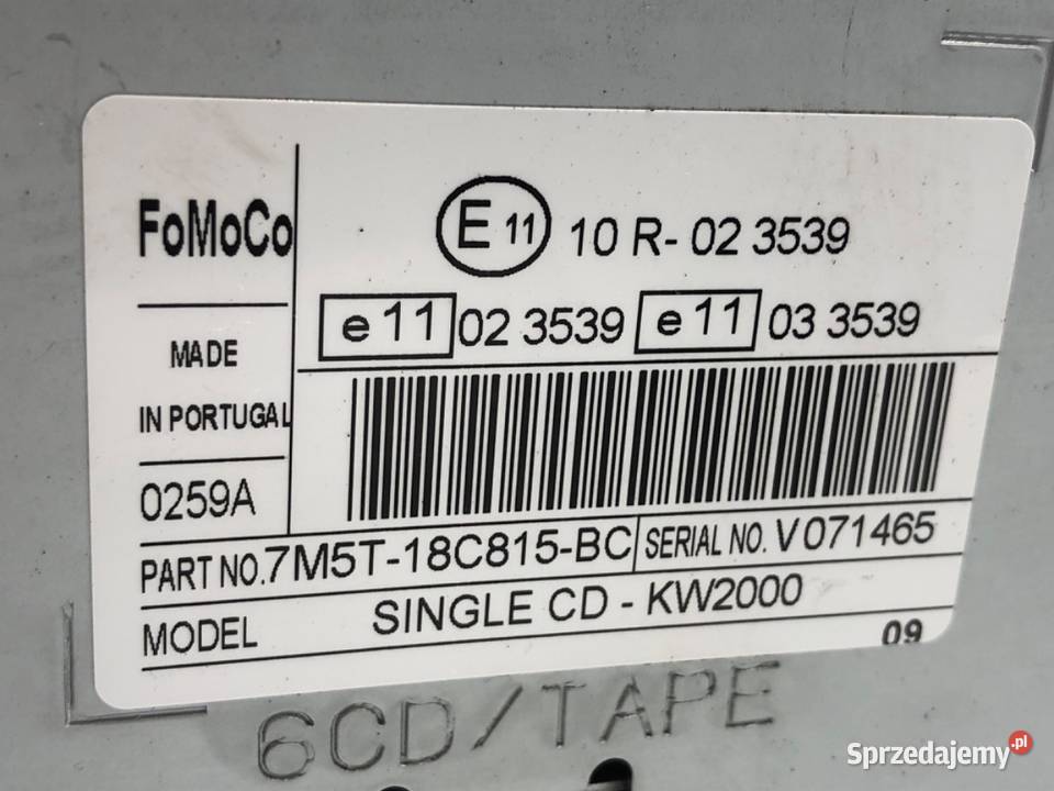 RADIO FORD FOCUS II 7M5T18C815BC 0412 ODTWARZACZ podkarpackie sprzedam