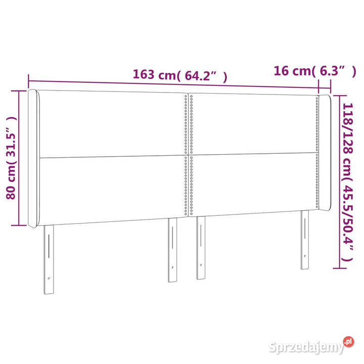 Zagłówek do łóżka z LED różowy 163x16x118128