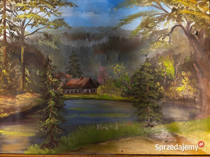 Obraz malowany na płótnie farba olejna duża sprzedam