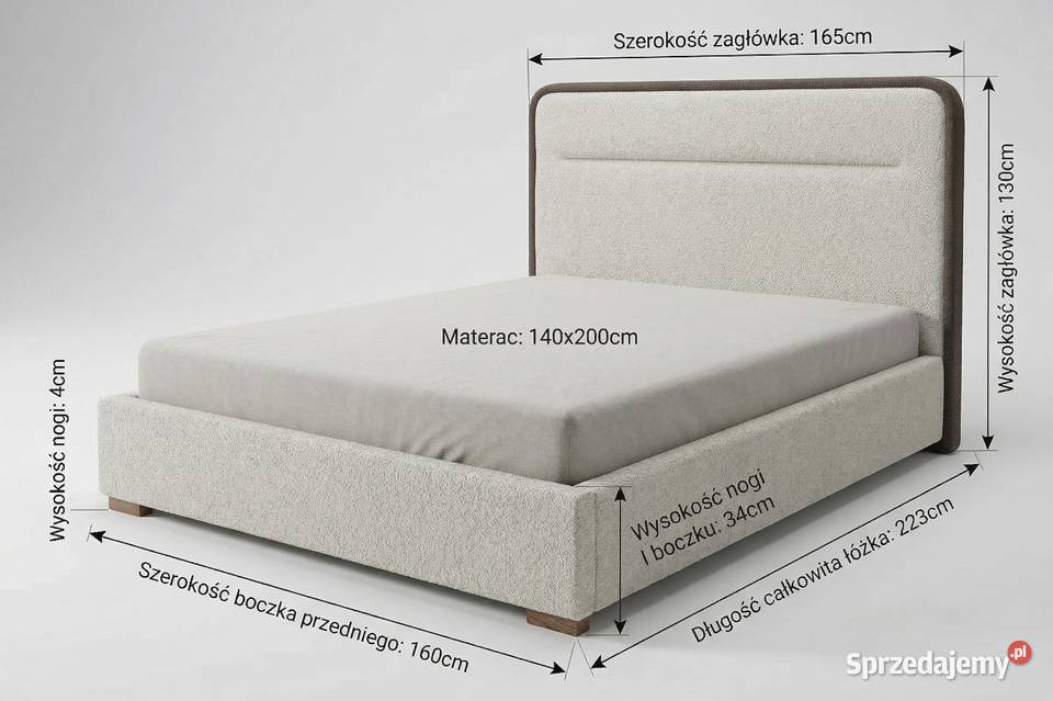 AVANTI łóżko brązowo beżowe 140x200 z Wrocław