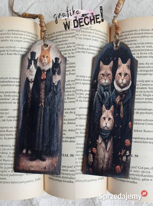 Zakładka do książki zwierzęta sowa kot decoupage wielokolorowy Kraków