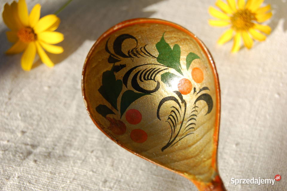 Chochłoma ręcznie malowana rosyjska łyżka ludowa Lublin