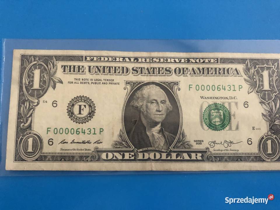 Banknot 1 dollar niski numer F00006431P Szczecin