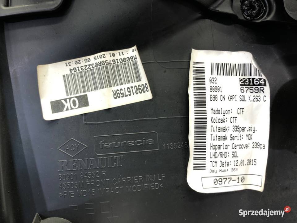 BOCZEK DRZWI LEWY PRZÓD RENAULT CLIO IV