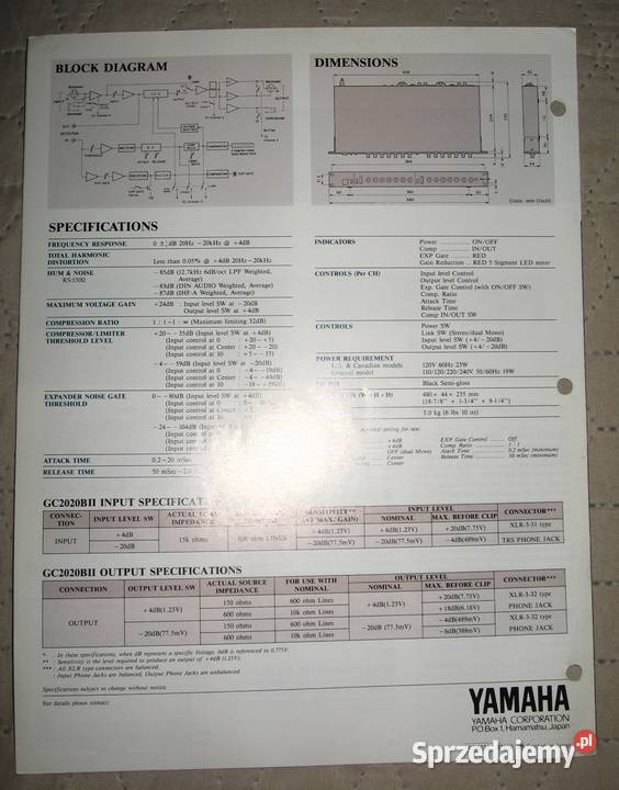 Yamaha Stereo CompressorLimiter GC2020BII Kępice