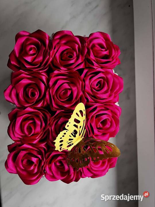 Flower box wieczne róze ze wstążki bukiet Zamość sprzedam