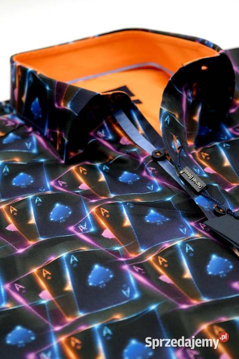 DANIEL BESSI Koszula Męska Fb057 Czarna KARTY Ostrów Wielkopolski